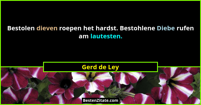 Bestolen dieven roepen het hardst. Bestohlene Diebe rufen am lautesten.... - Gerd de Ley