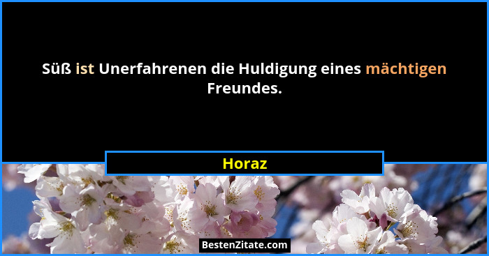 Süß ist Unerfahrenen die Huldigung eines mächtigen Freundes.... - Horaz