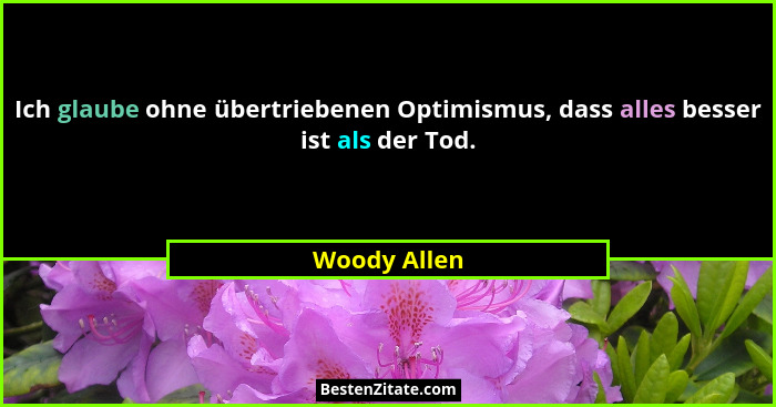 Ich glaube ohne übertriebenen Optimismus, dass alles besser ist als der Tod.... - Woody Allen