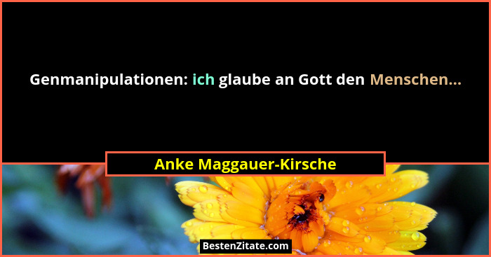 Genmanipulationen: ich glaube an Gott den Menschen...... - Anke Maggauer-Kirsche