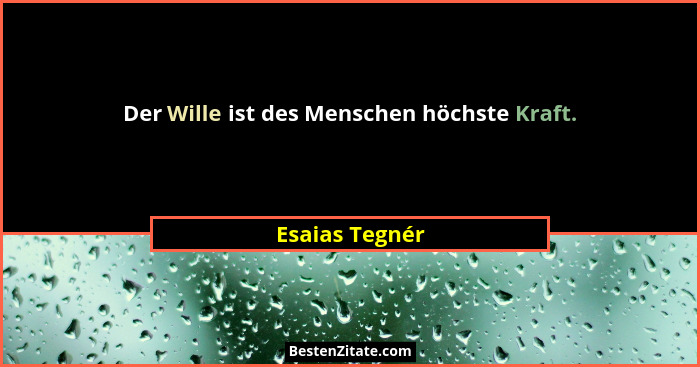 Der Wille ist des Menschen höchste Kraft.... - Esaias Tegnér