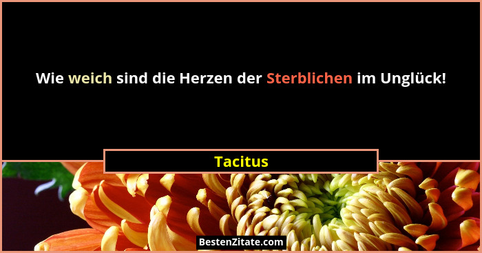 Wie weich sind die Herzen der Sterblichen im Unglück!... - Tacitus
