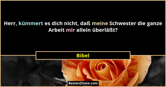 Herr, kümmert es dich nicht, daß meine Schwester die ganze Arbeit mir allein überläßt?... - Bibel