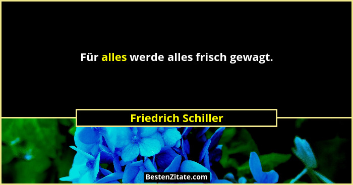 Für alles werde alles frisch gewagt.... - Friedrich Schiller