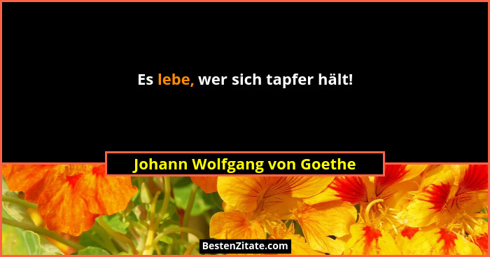 Es lebe, wer sich tapfer hält!... - Johann Wolfgang von Goethe