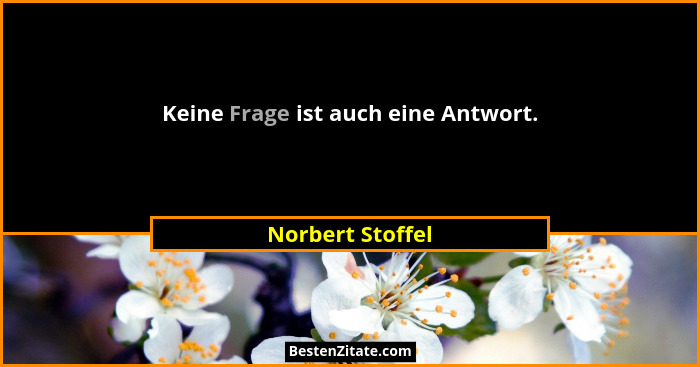 Keine Frage ist auch eine Antwort.... - Norbert Stoffel