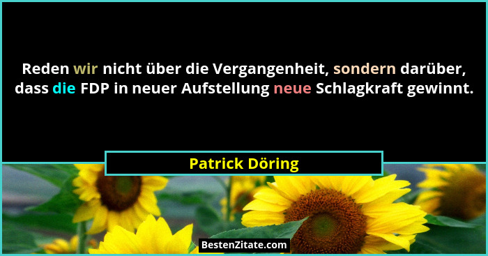 Reden wir nicht über die Vergangenheit, sondern darüber, dass die FDP in neuer Aufstellung neue Schlagkraft gewinnt.... - Patrick Döring