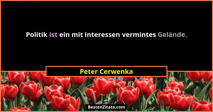 Politik ist ein mit Interessen vermintes Gelände.... - Peter Cerwenka