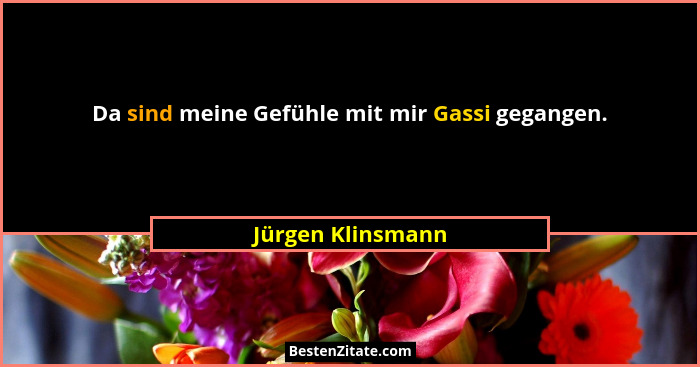Da sind meine Gefühle mit mir Gassi gegangen.... - Jürgen Klinsmann