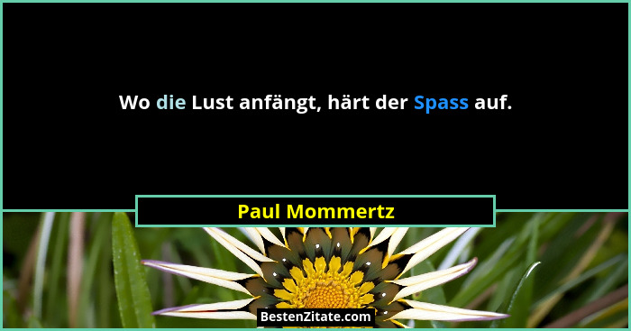 Wo die Lust anfängt, härt der Spass auf.... - Paul Mommertz