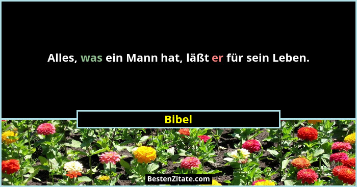 Alles, was ein Mann hat, läßt er für sein Leben.... - Bibel