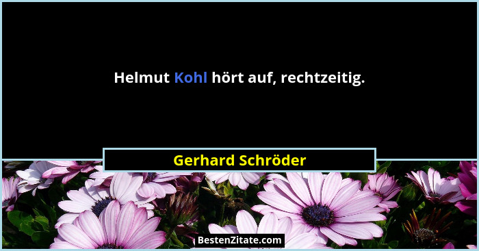 Helmut Kohl hört auf, rechtzeitig.... - Gerhard Schröder