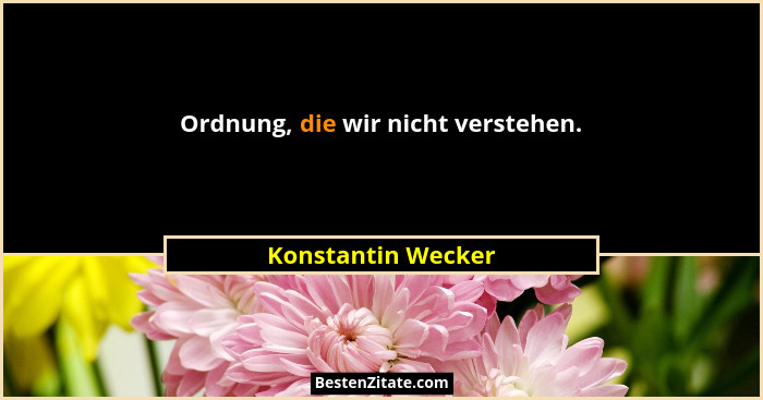 Ordnung, die wir nicht verstehen.... - Konstantin Wecker