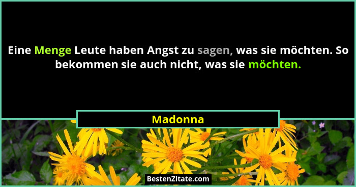 Eine Menge Leute haben Angst zu sagen, was sie möchten. So bekommen sie auch nicht, was sie möchten.... - Madonna