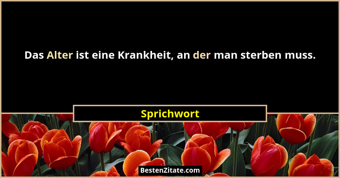 Das Alter ist eine Krankheit, an der man sterben muss.... - Sprichwort