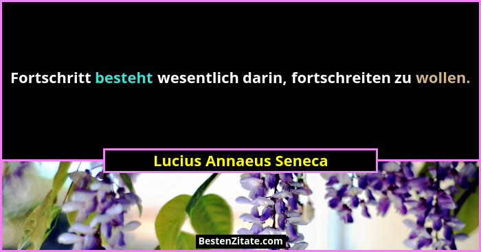 Fortschritt besteht wesentlich darin, fortschreiten zu wollen.... - Lucius Annaeus Seneca