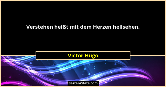 Verstehen heißt mit dem Herzen hellsehen.... - Victor Hugo