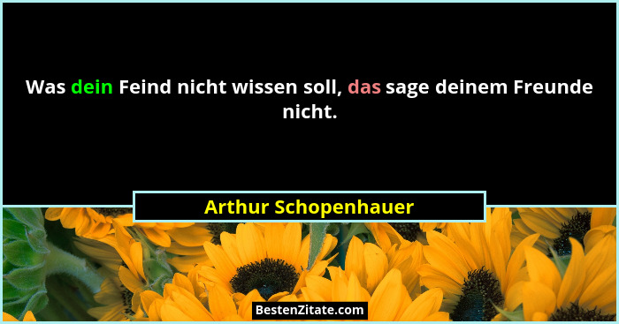 Was dein Feind nicht wissen soll, das sage deinem Freunde nicht.... - Arthur Schopenhauer