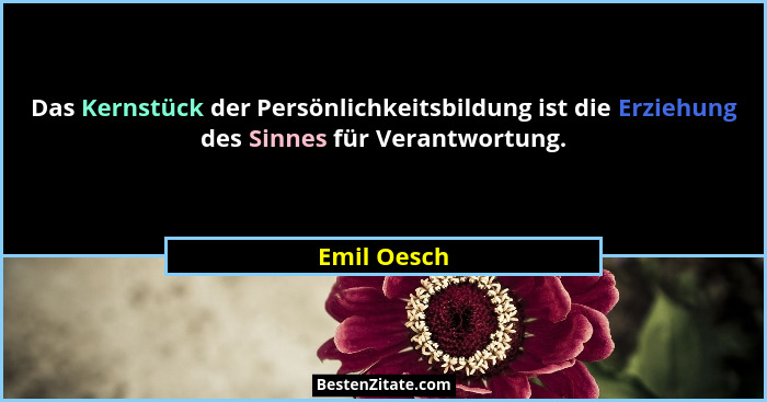 Das Kernstück der Persönlichkeitsbildung ist die Erziehung des Sinnes für Verantwortung.... - Emil Oesch