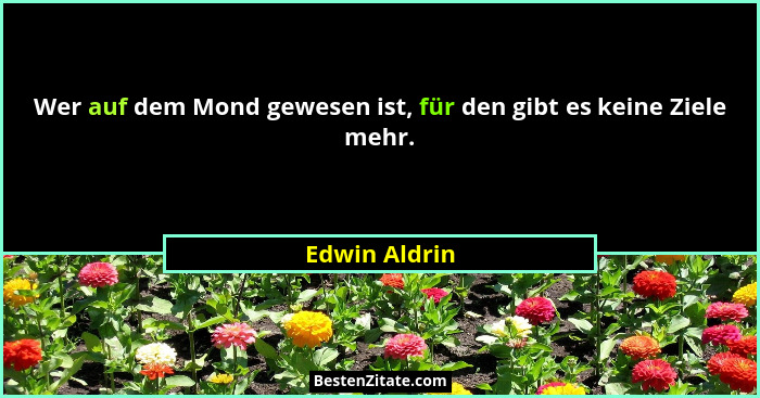 Wer auf dem Mond gewesen ist, für den gibt es keine Ziele mehr.... - Edwin Aldrin