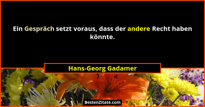 Ein Gespräch setzt voraus, dass der andere Recht haben könnte.... - Hans-Georg Gadamer