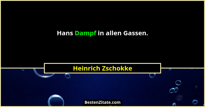 Hans Dampf in allen Gassen.... - Heinrich Zschokke