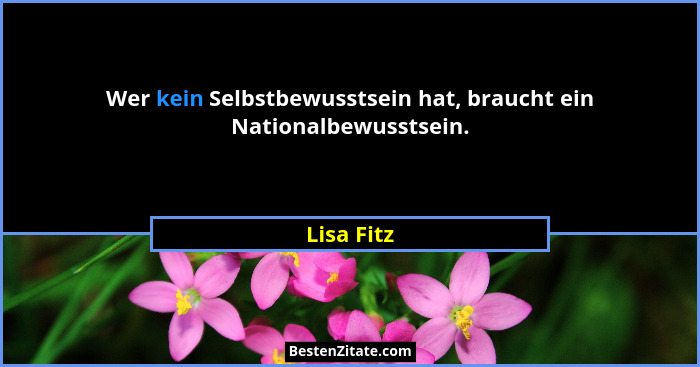 Wer kein Selbstbewusstsein hat, braucht ein Nationalbewusstsein.... - Lisa Fitz