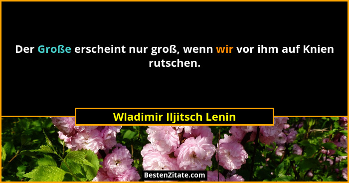 Der Große erscheint nur groß, wenn wir vor ihm auf Knien rutschen.... - Wladimir Iljitsch Lenin