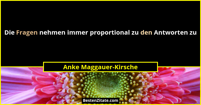 Die Fragen nehmen immer proportional zu den Antworten zu... - Anke Maggauer-Kirsche