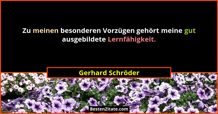 Zu meinen besonderen Vorzügen gehört meine gut ausgebildete Lernfähigkeit.... - Gerhard Schröder