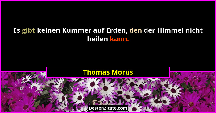 Es gibt keinen Kummer auf Erden, den der Himmel nicht heilen kann.... - Thomas Morus