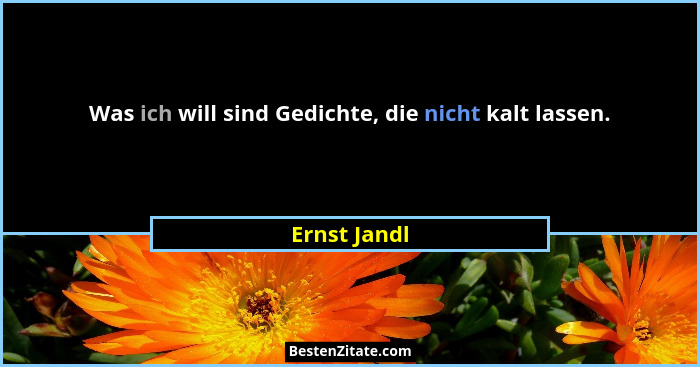 Was ich will sind Gedichte, die nicht kalt lassen.... - Ernst Jandl