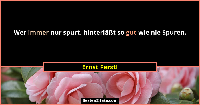 Wer immer nur spurt, hinterläßt so gut wie nie Spuren.... - Ernst Ferstl