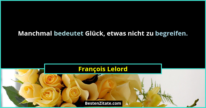 Manchmal bedeutet Glück, etwas nicht zu begreifen.... - François Lelord