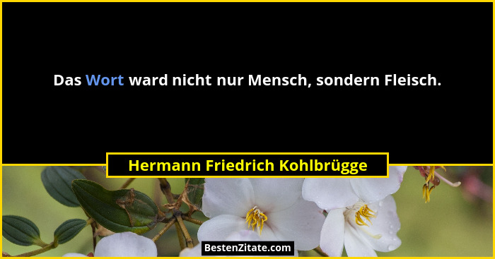 Das Wort ward nicht nur Mensch, sondern Fleisch.... - Hermann Friedrich Kohlbrügge