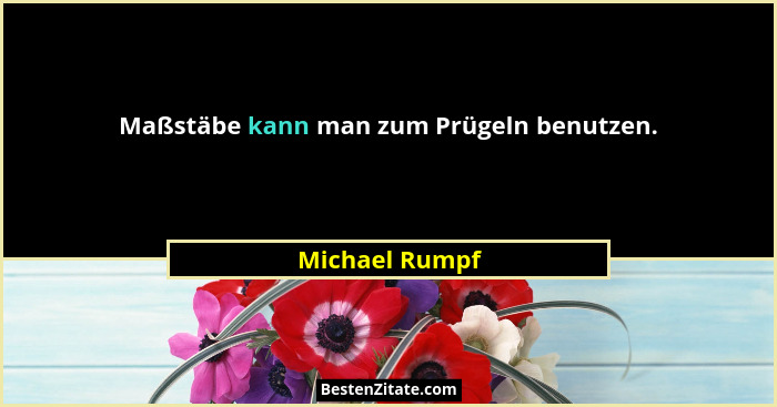Maßstäbe kann man zum Prügeln benutzen.... - Michael Rumpf