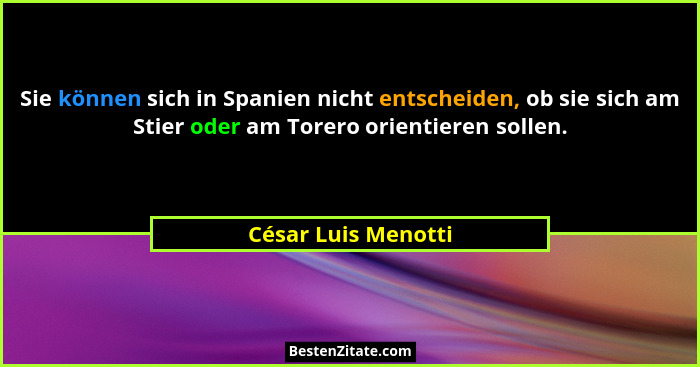 Sie können sich in Spanien nicht entscheiden, ob sie sich am Stier oder am Torero orientieren sollen.... - César Luis Menotti