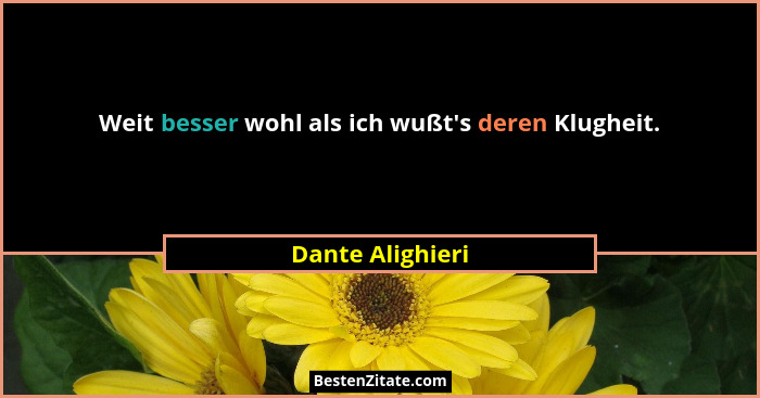 Weit besser wohl als ich wußt's deren Klugheit.... - Dante Alighieri