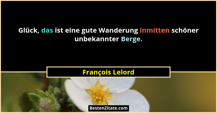 Glück, das ist eine gute Wanderung inmitten schöner unbekannter Berge.... - François Lelord