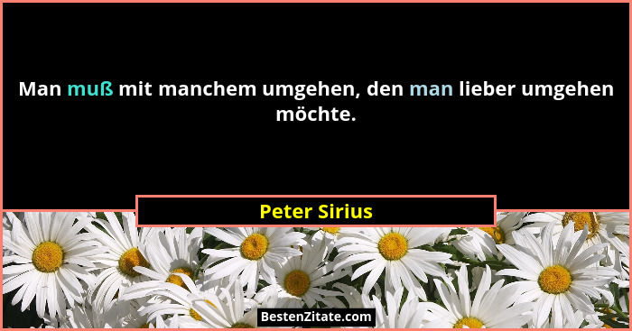 Man muß mit manchem umgehen, den man lieber umgehen möchte.... - Peter Sirius