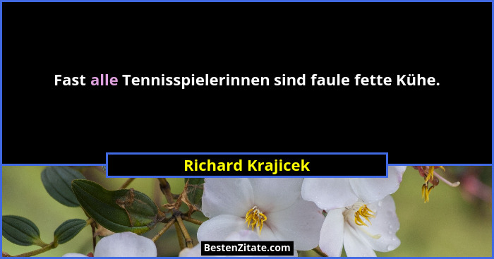 Fast alle Tennisspielerinnen sind faule fette Kühe.... - Richard Krajicek