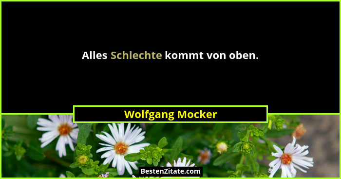 Alles Schlechte kommt von oben.... - Wolfgang Mocker