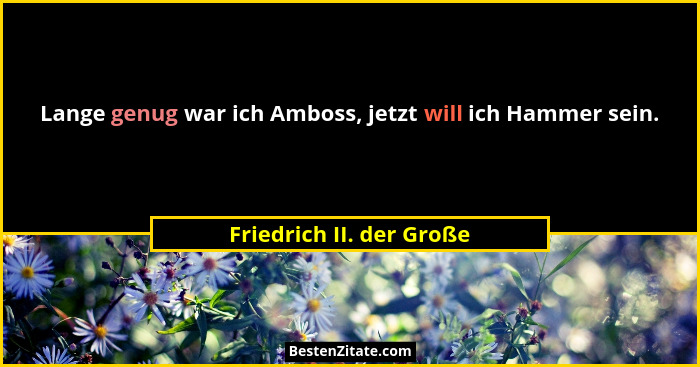 Lange genug war ich Amboss, jetzt will ich Hammer sein.... - Friedrich II. der Große