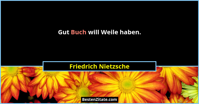 Gut Buch will Weile haben.... - Friedrich Nietzsche
