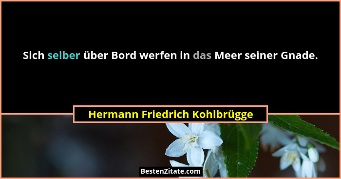 Sich selber über Bord werfen in das Meer seiner Gnade.... - Hermann Friedrich Kohlbrügge