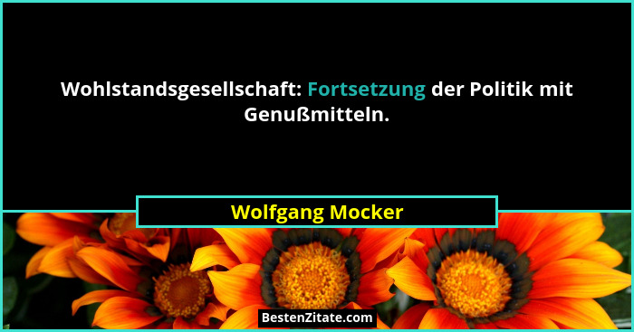 Wohlstandsgesellschaft: Fortsetzung der Politik mit Genußmitteln.... - Wolfgang Mocker