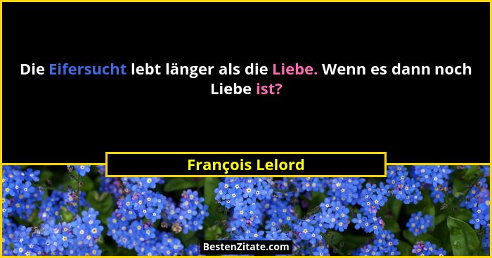 Die Eifersucht lebt länger als die Liebe. Wenn es dann noch Liebe ist?... - François Lelord