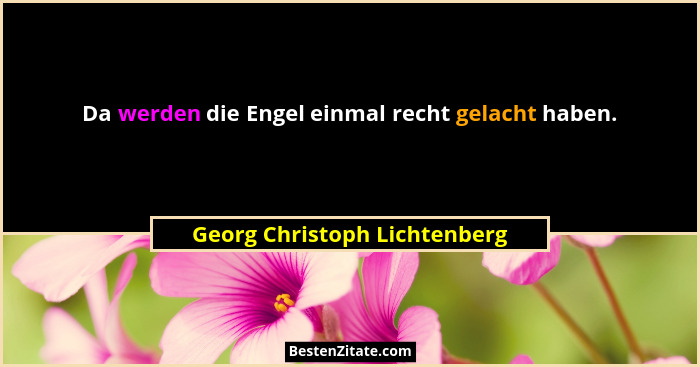 Da werden die Engel einmal recht gelacht haben.... - Georg Christoph Lichtenberg