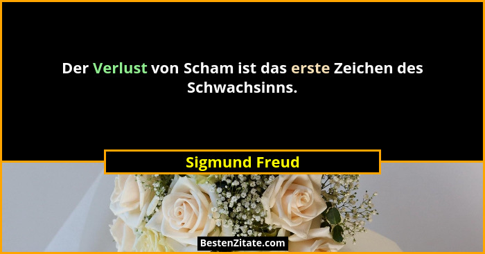 Der Verlust von Scham ist das erste Zeichen des Schwachsinns.... - Sigmund Freud