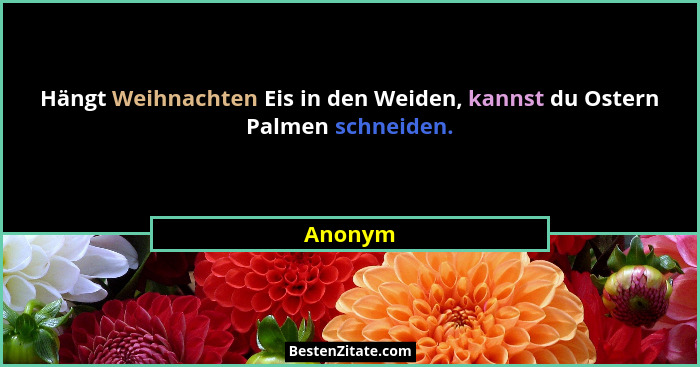 Hängt Weihnachten Eis in den Weiden, kannst du Ostern Palmen schneiden.... - Anonym